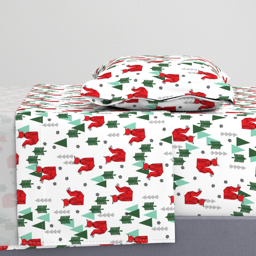 Christmas Fox - White background by Andrea Lauren