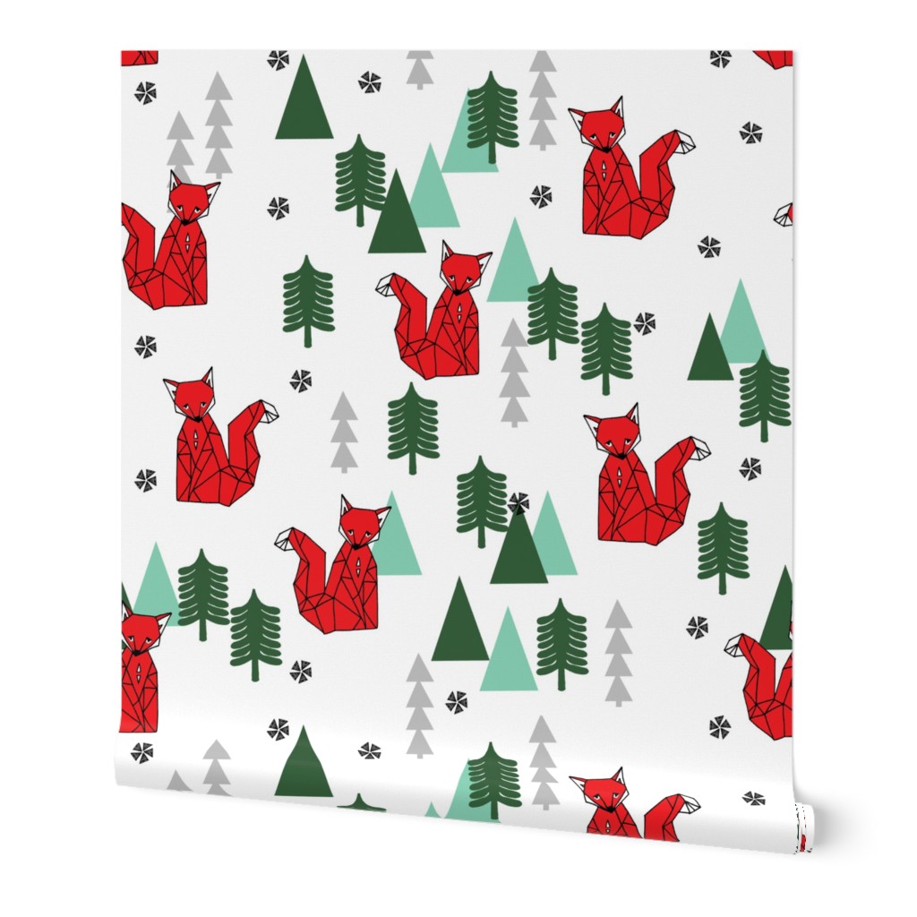 Christmas Fox - White background by Andrea Lauren