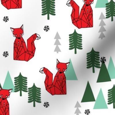 Christmas Fox - White background by Andrea Lauren