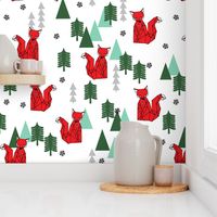 Christmas Fox - White background by Andrea Lauren