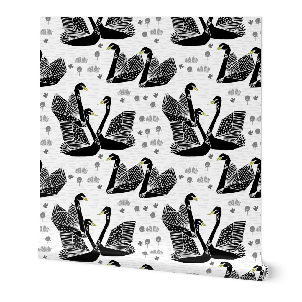 swans // black and white birds bird swan pond girls sweet baby nursery