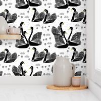 swans // black and white birds bird swan pond girls sweet baby nursery