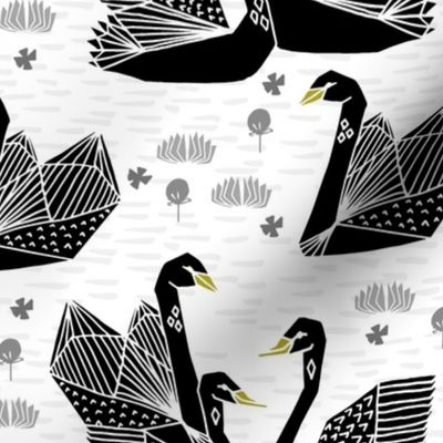 swans // black and white birds bird swan pond girls sweet baby nursery