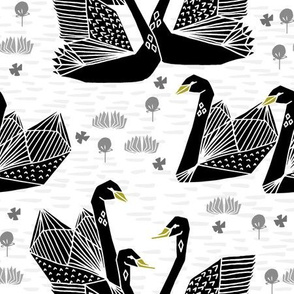 swans // black and white birds bird swan pond girls sweet baby nursery