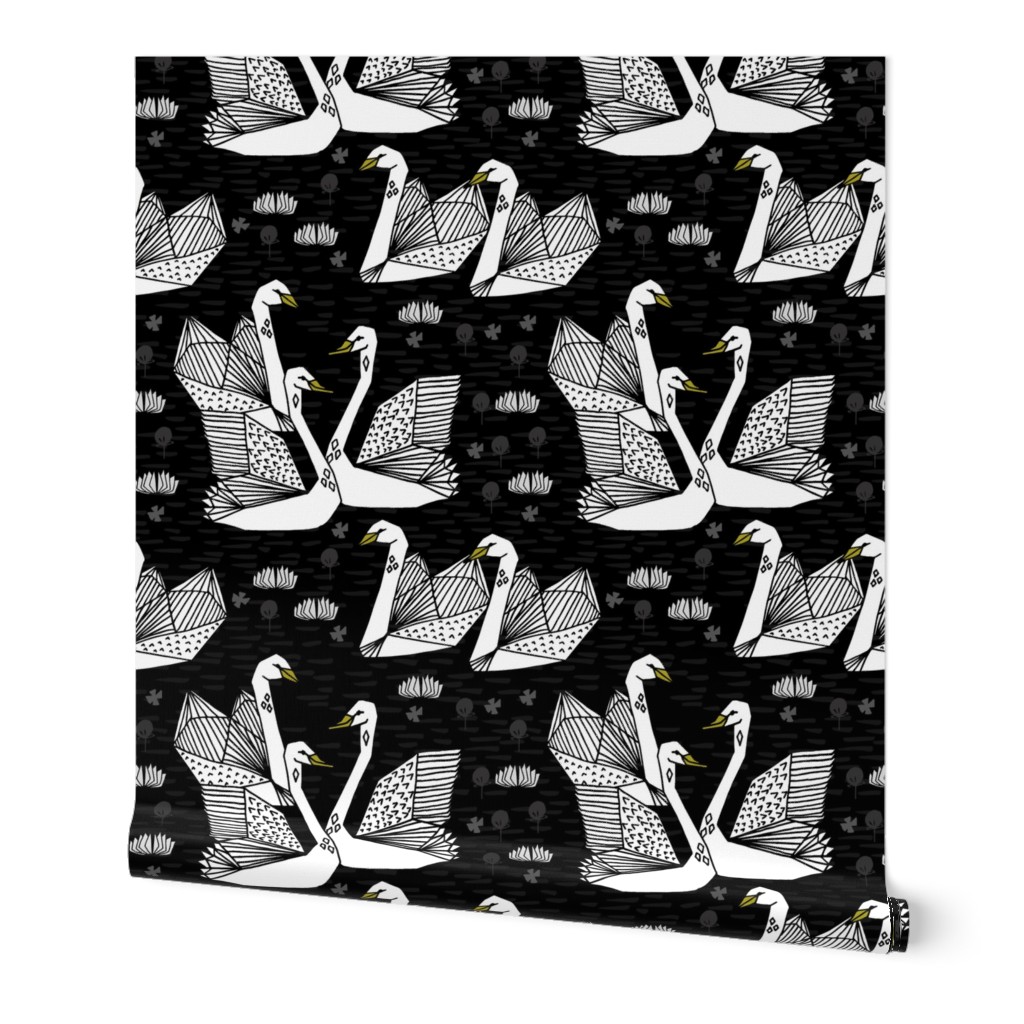 swans // black and white swans black background girls sweet lily water lilies ponds black and white baby nursery