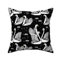 swans // black and white swans black background girls sweet lily water lilies ponds black and white baby nursery