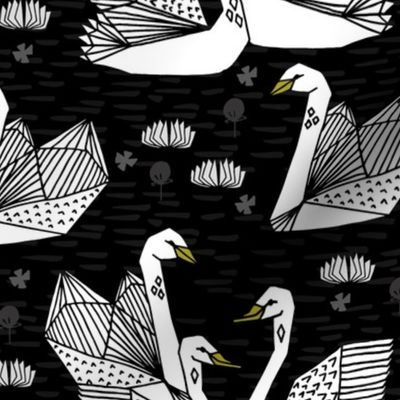 swans // black and white swans black background girls sweet lily water lilies ponds black and white baby nursery