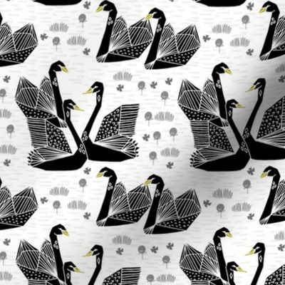 swans // black and white swans girls sweet birds lily origami 