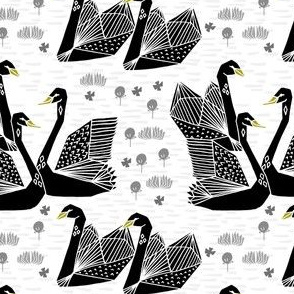 swans // black and white swans girls sweet birds lily origami 