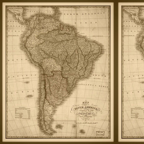 South America vintage map - sepia, small (FQ)