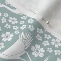 Cranes - Celadon and White by Andrea Lauren