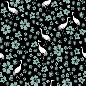 Crane Blossoms - Mint by Andrea Lauren