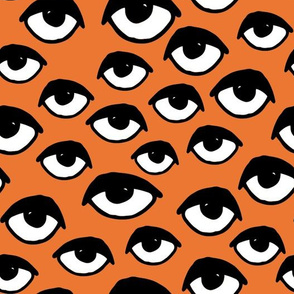 eyes // orange eye fabric spooky creepy halloween design