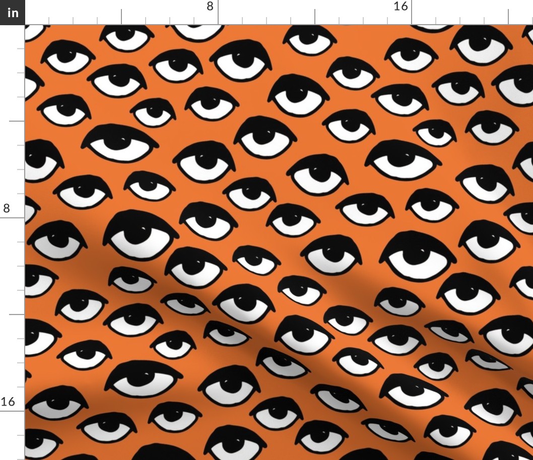 eyes // orange eye fabric spooky creepy halloween design