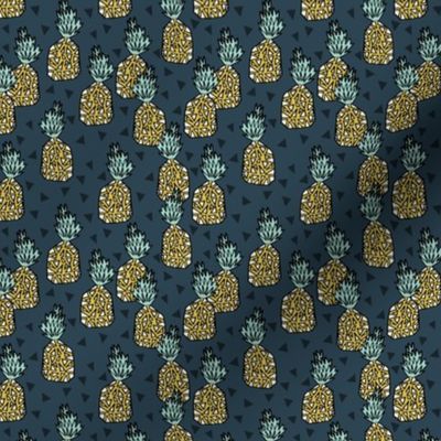 pineapple // sweet tropical pineapples pattern print blue pineapple tropical print