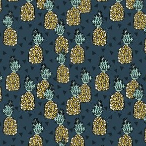 pineapple // sweet tropical pineapples pattern print blue pineapple tropical print