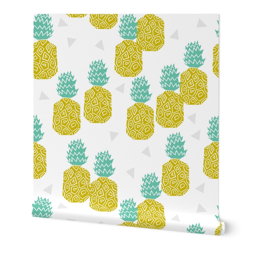 pineapple // pineapples fruits fruit summer tropical exotic food block print