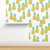 pineapple // pineapples fruits fruit summer tropical exotic food block print