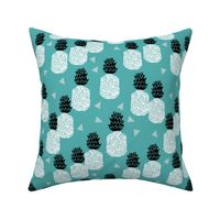 pineapple // block print linocut sweet blue pineapple summer tropical print