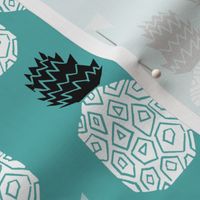 pineapple // block print linocut sweet blue pineapple summer tropical print