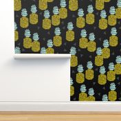 pineapple // block print sweet pineapples block print design tropical fruits