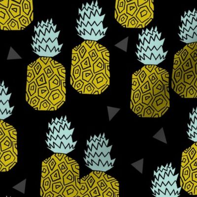 pineapple // block print sweet pineapples block print design tropical fruits