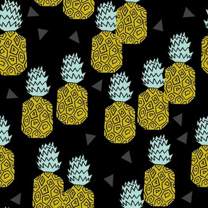 pineapple // block print sweet pineapples block print design tropical fruits