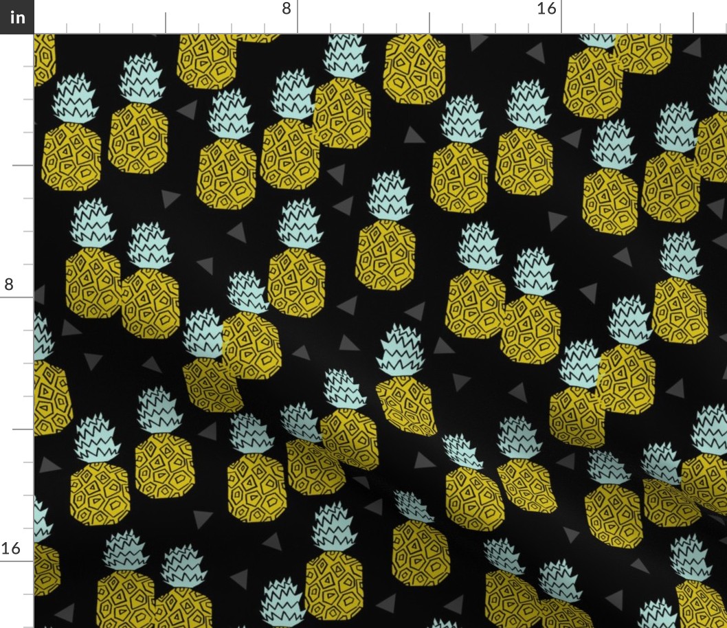 pineapple // block print sweet pineapples block print design tropical fruits