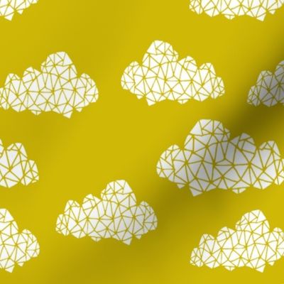 cloud // geometric clouds fabric nursery mustard yellow fabric