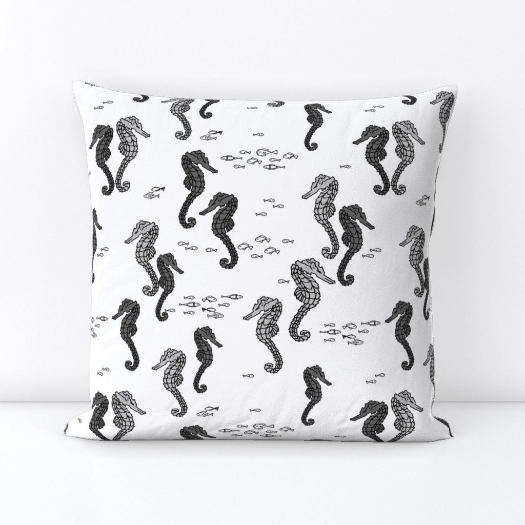 Seahorses - Grayscale by Andrea Lauren