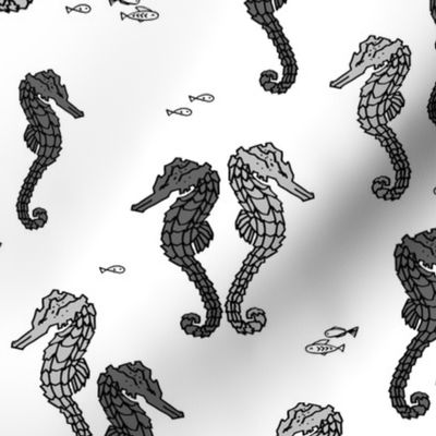 Seahorses - Grayscale by Andrea Lauren