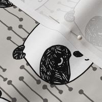 panda // light grey panda face illustration pandas scandi panda fabric