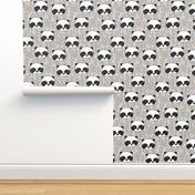 panda // light grey panda face illustration pandas scandi panda fabric