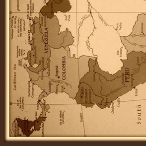 south america map in sepia, large (yard)