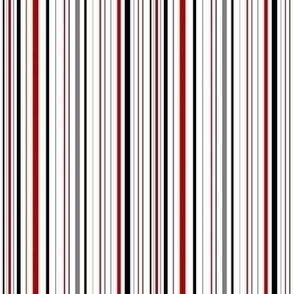 Red, black, gray, skinny stripes