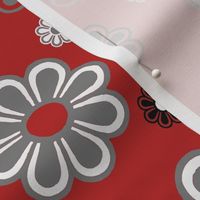 Flower Power Retro in Red, black, grey and white 
