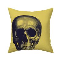 dark purple skull on light mustard