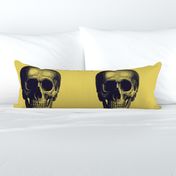 dark purple skull on light mustard