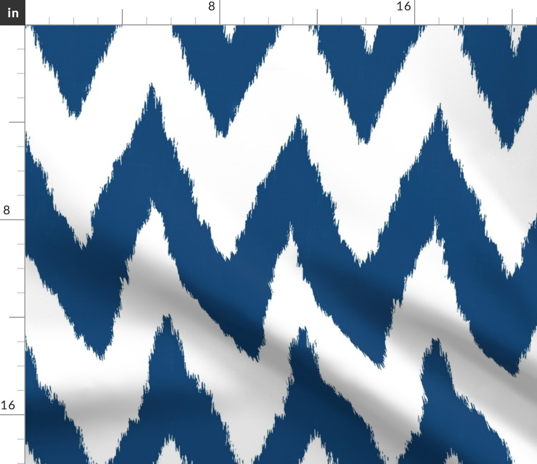 Ikat Chevron in Navy Blue