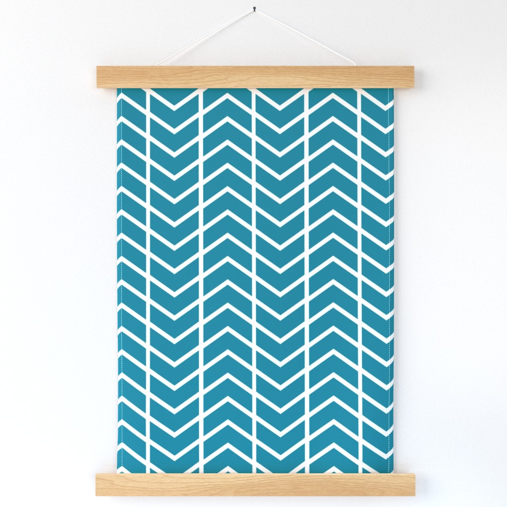 chevron stripe Fleur Blue and white