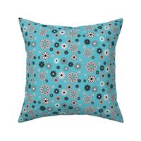 Turquoise Blue Flower Power Retro small scale