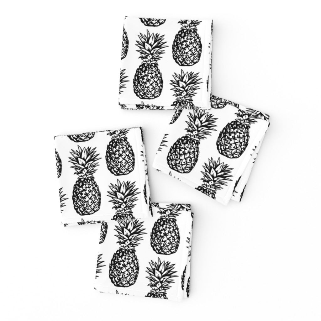 classic pineapples - black on white, small