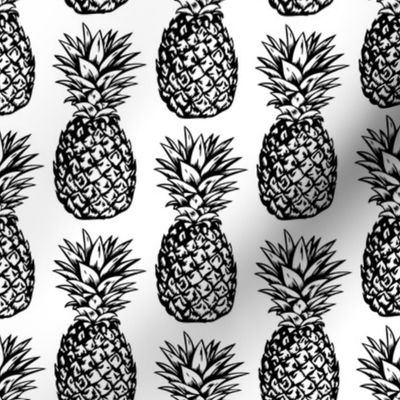 classic pineapples - black on white, small