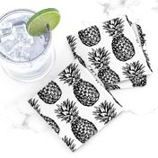 classic pineapples - black on white, small