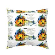 vintage retro kitsch halloween black cats mouse mice rats police bats full moon pumpkins forest fields jack-o-lanterns