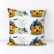 vintage retro kitsch halloween black cats mouse mice rats police bats full moon pumpkins forest fields jack-o-lanterns