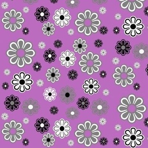 Purple Flower Power daisy, daisies Retro small scale