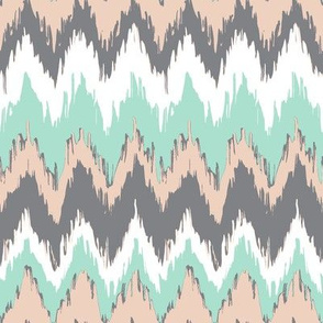 ikat - peach and teal