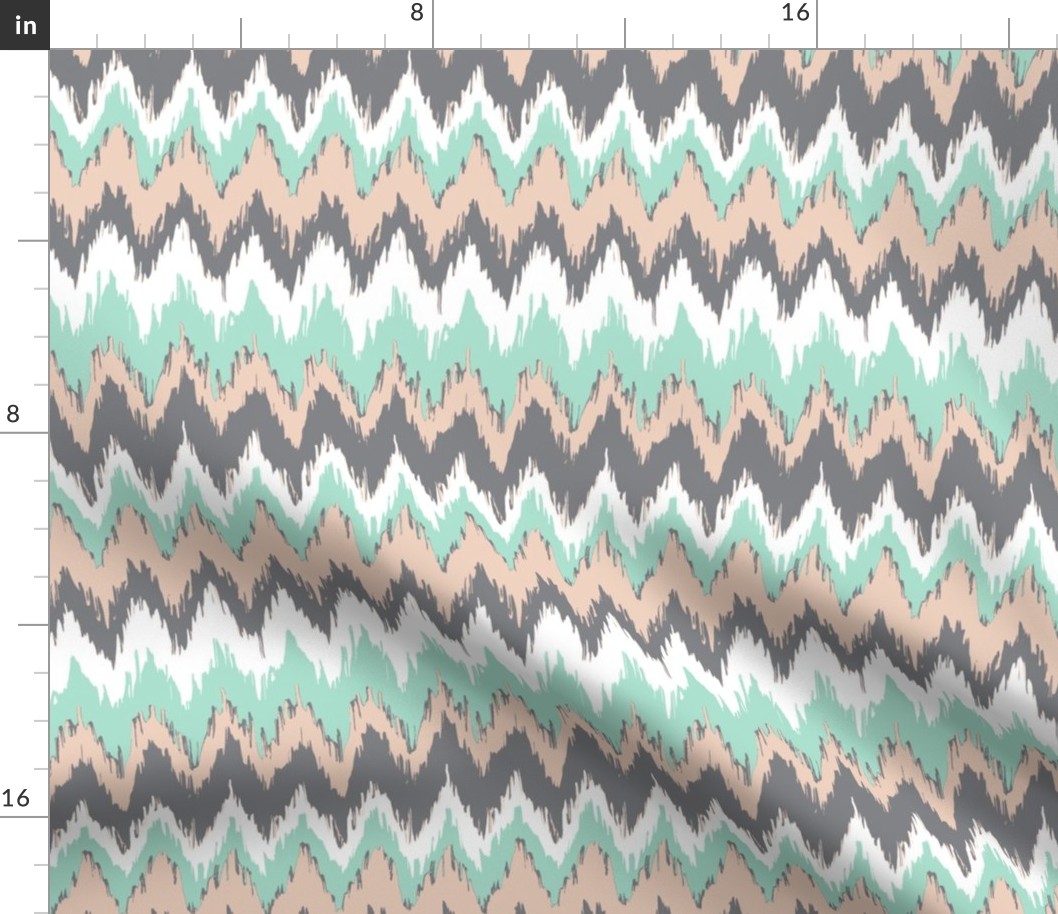 ikat - peach and teal