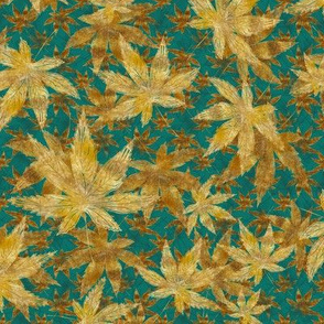 Falling Leaves Of Gold-Teal